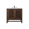 James Martin Athens 36" Single Vanity Cabinet Mid Century Acacia with 3 cm Carrara White Top E645-V36-MCA-3CAR