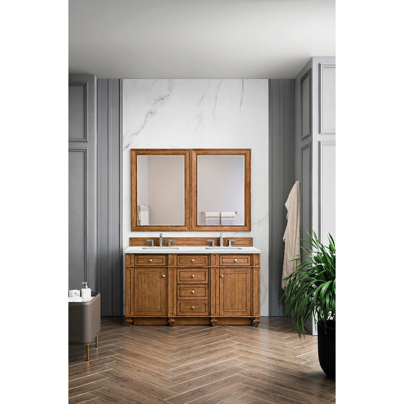 James Martin Bristol 60" Double Vanity Saddle Brown with 3 cm Ethereal Noctis Quartz Top 157-V60D-SBR-3ENC