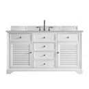 James Martin Savannah 60" Single Vanity Cabinet Bright White with 3 cm Eternal Serena Quartz Top 238-104-V60S-BW-3ESR