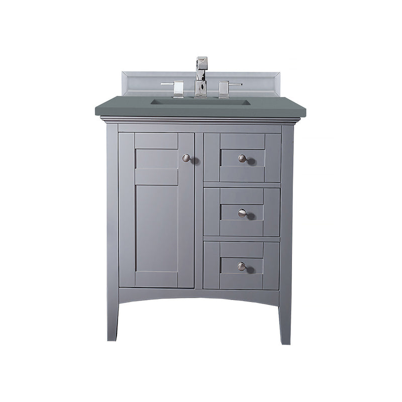 James Martin Palisades 30" Single Vanity Silver Gray with 3 cm Cala Blue Quartz Top 527-V30-SL-3CBL