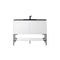 James Martin Milan 47.3" Single Vanity Cabinet Glossy White Matte Black with Charcoal Black Composite Top 801V47.3GWMBKCHB