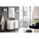 James Martin Alicante' 39.5" Single Vanity Cabinet Glossy White Matte Black with White Glossy Resin Countertop E110-V39.5-GW-MBK-WG