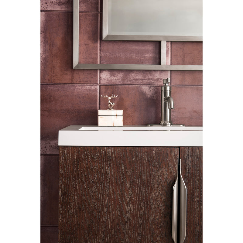 James Martin Columbia 31.5" Single Vanity Cabinet Coffee Oak Brushed Nickel with White Glossy Resin Countertop 388-V31.5-CFO-BNK-WG