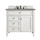 James Martin Brittany 36" Bright White Single Vanity with 3 cm Grey Expo Quartz Top 650-V36-BW-3GEX