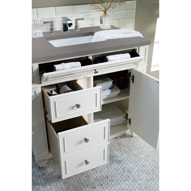 James Martin Bristol 36" Single Vanity Bright White with 3 cm Gray Expo Quartz Top 157-V36-BW-3GEX