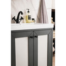 James Martin Chianti 24" Single Vanity Cabinet Mineral Gray Matte Black with White Glossy Resin Countertop E303-V24-MG-MBK-WG