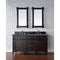 James Martin Brittany 60" Burnished Mahogany Double Vanity with 3 cm Charcoal Soapstone Quartz Top 650-V60D-BNM-3CSP