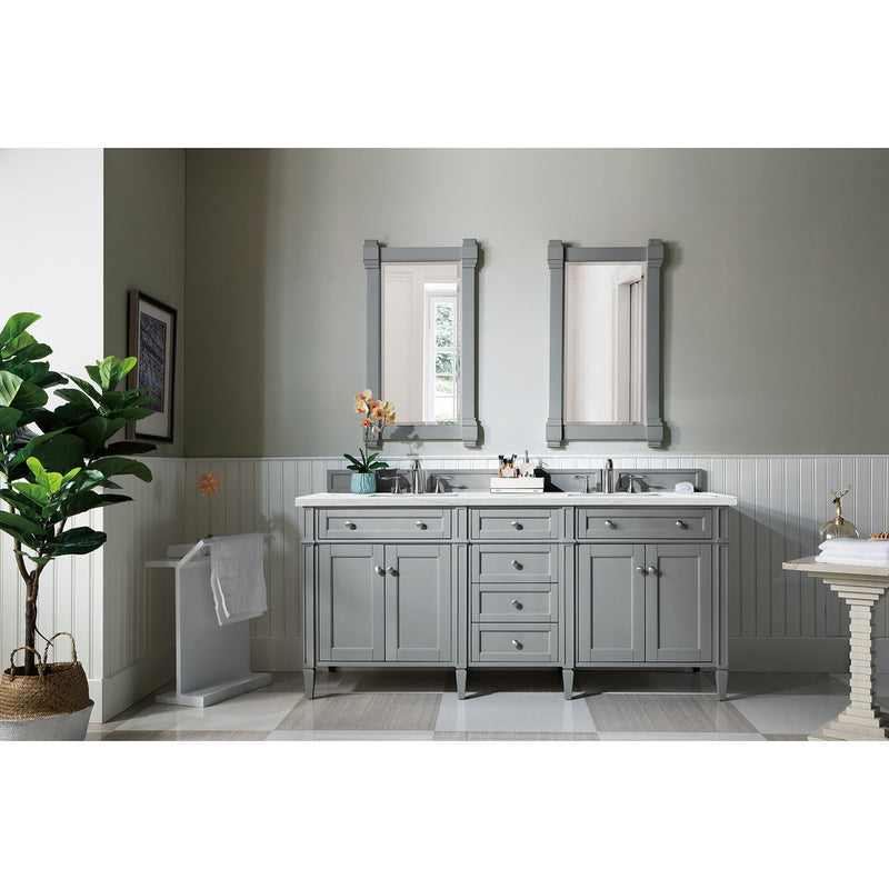 James Martin Brittany 72" Urban Gray Double Vanity with 3 cm Ethereal Noctis Quartz Top 650-V72-UGR-3ENC