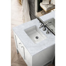 James Martin Addison 30" Single Vanity Cabinet with Doors Glossy White with 3 cm Carrara White Top E445-V30-GW-3CAR