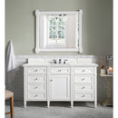 James Martin Brittany 60" Bright White Single Vanity with 3 cm Ethereal Noctis Quartz Top 650-V60S-BW-3ENC