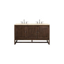 James Martin Athens 60" Double Vanity Cabinet Mid Century Acacia with 3 cm Eternal Marfil Top E645-V60D-MCA-3EMR