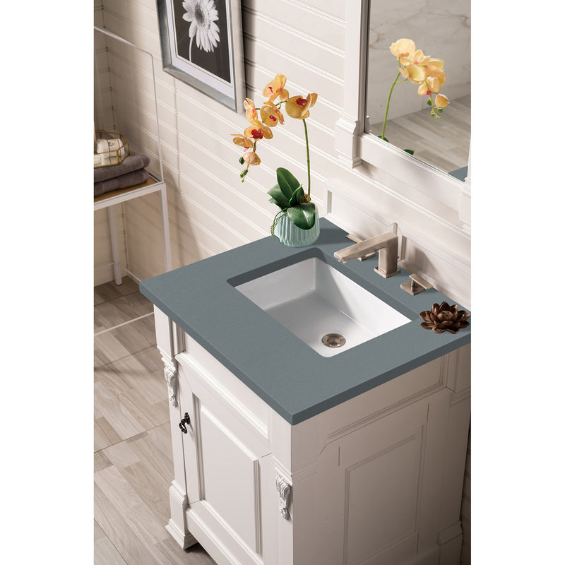 James Martin Brookfield 26" Bright White Single Vanity with 3 cm Cala Blue Quartz Top 147-V26-BW-3CBL