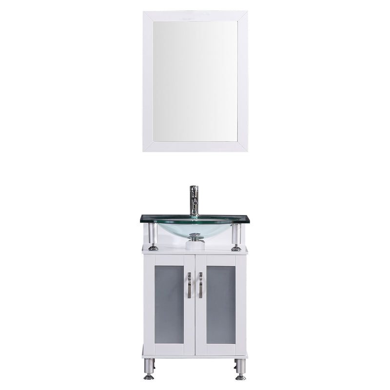 LessCare Vanity Cabinet White Modern 23.5"W LV1-24W