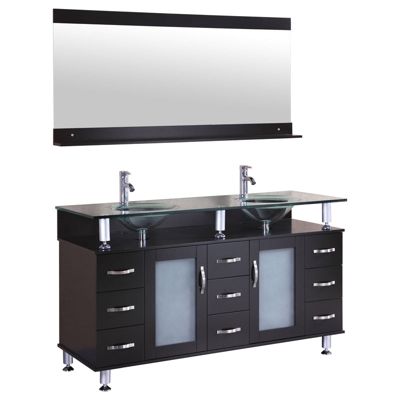 LessCare 60" Espresso Modern Vanity Cabinet Set - Style 1