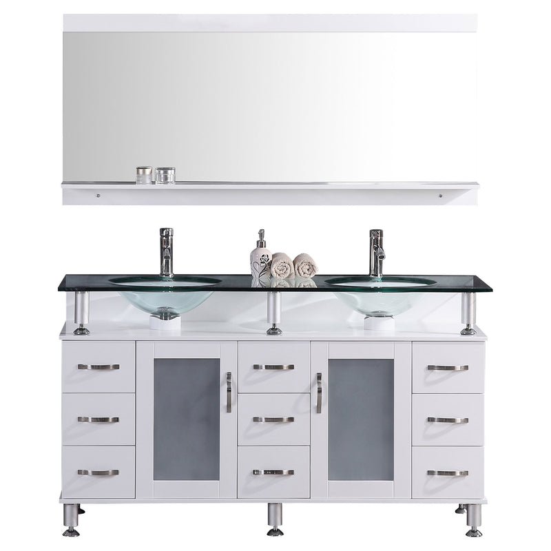 LessCare Vanity Cabinet White Modern 59"W LV1-60W