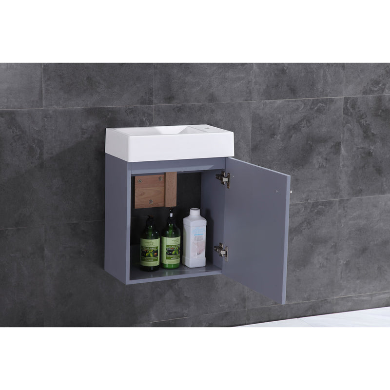 LessCare Vanity Cabinet Gray Modern 17.625" LV10-17G