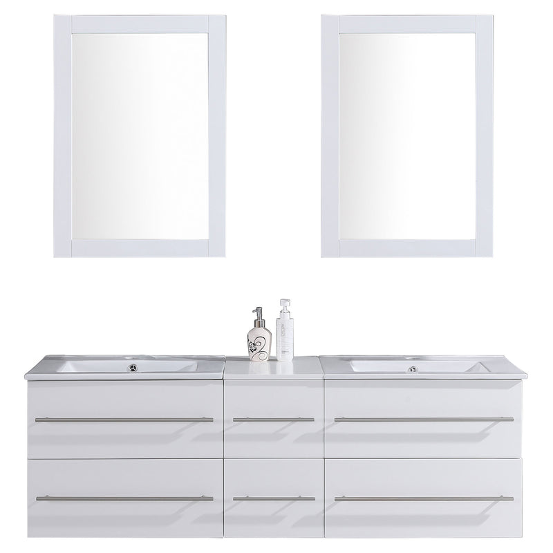 LessCare Vanity Cabinet White Modern 60"W LV12-60W