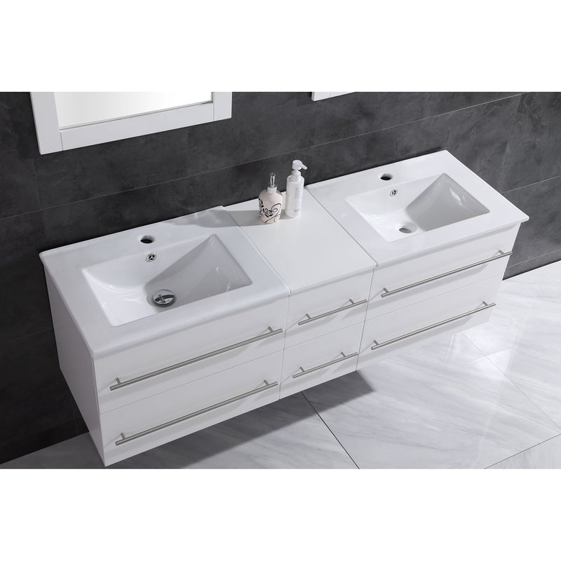 LessCare Vanity Cabinet White Modern 60" LV12-60W