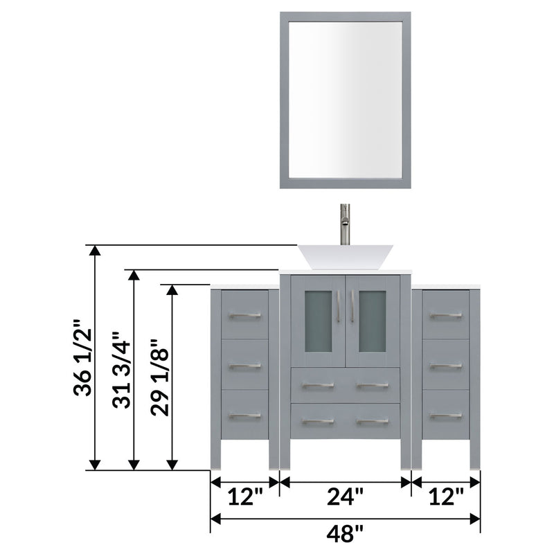 LessCare 48" Modern Bathroom Vanity Set with Mirror and Sink Gray LV2-C4-48-G