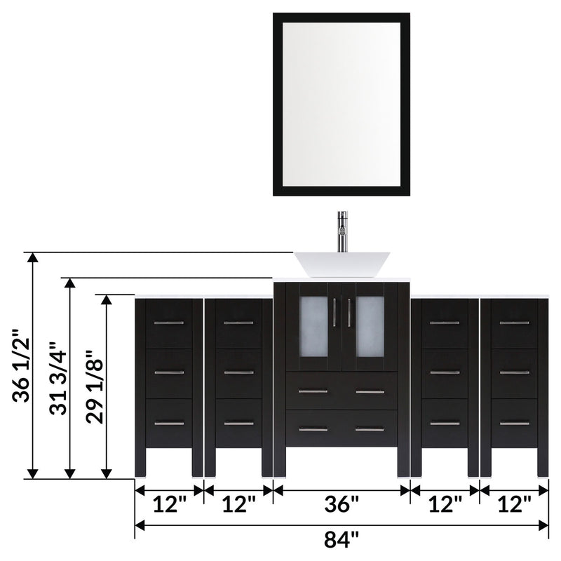 LessCare 84" Modern Bathroom Vanity Set with Mirror and Sink Espresso LV2-C9-84-B