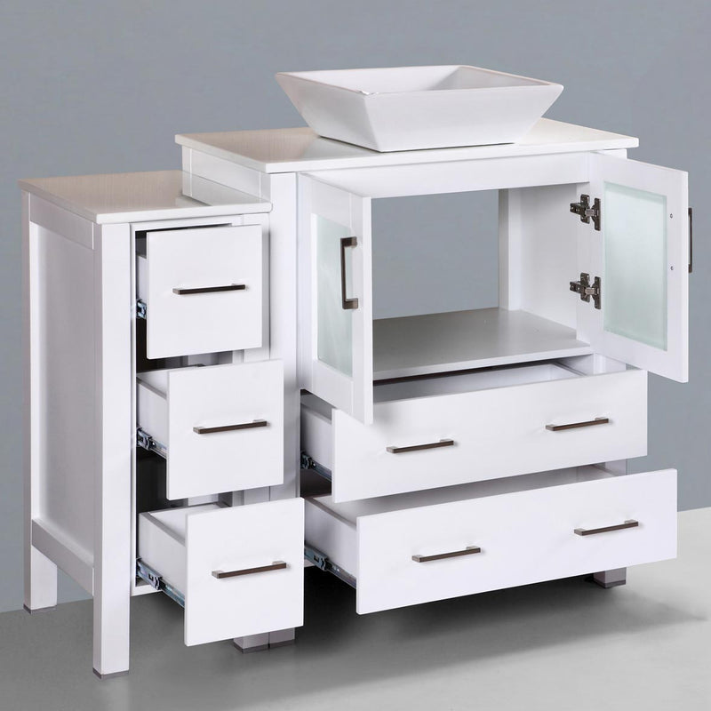 LessCare 42" Modern Bathroom Vanity Set with Mirror and Sink White LV2-C2-42-W
