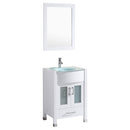 LessCare Style 3 - 24"W White Vanity Sink Base Cabinet with Mirror (LV3-24W)
