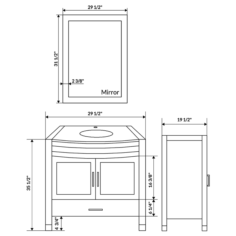 LessCare 78" Black Vanity Set One 30" Sink Base Four 12" Drawer Bases LV3-C8-78-B