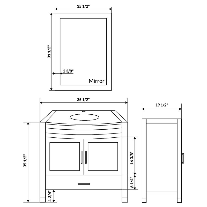 LessCare 108" Black Vanity Set Two 36" Sink Bases Three 12" Drawer Bases LV3-C21-108-B