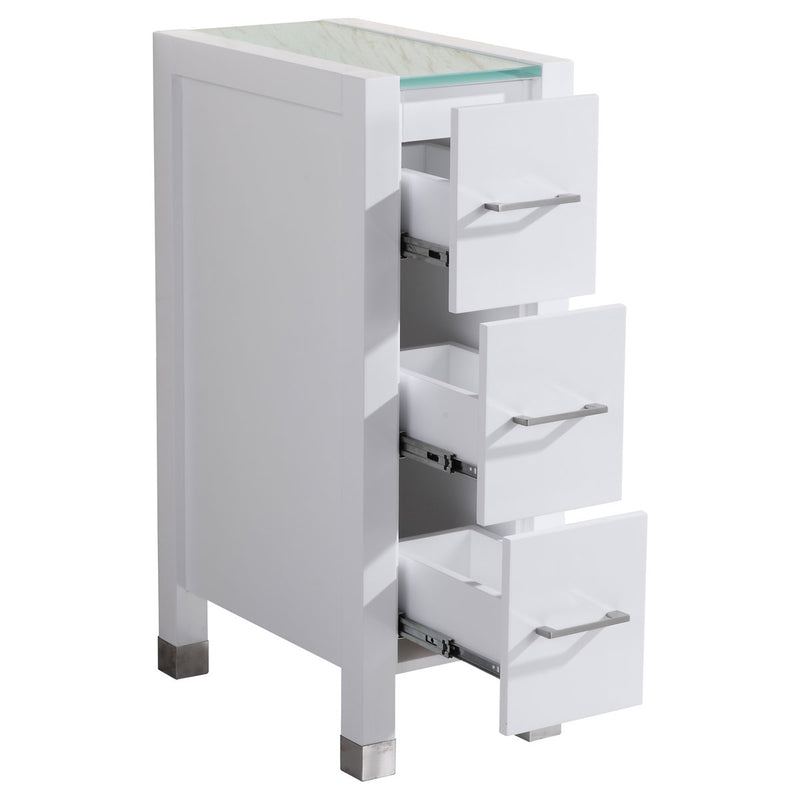 LessCare Style 3 12" White Vanity Drawer Base Cabinet LV3-DB12W