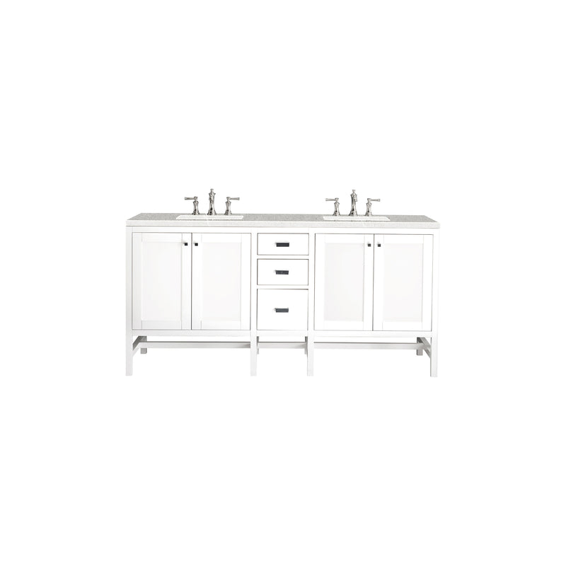 James Martin Addison 72" Double Vanity Cabinet Glossy White with 3 cm Eternal Serena Top E444-V72-GW-3ESR