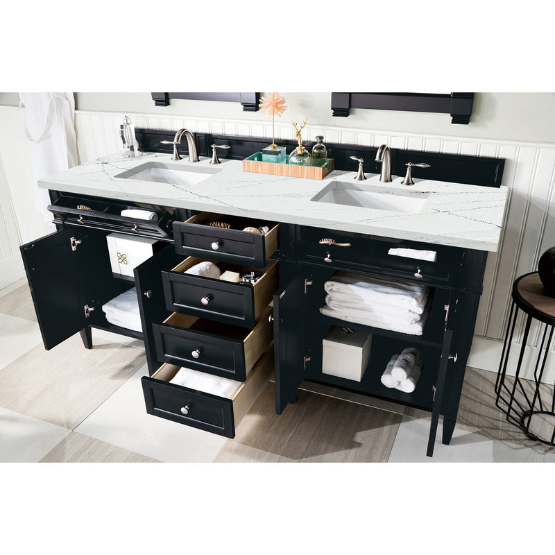 James Martin Brittany 72" Black Onyx Double Vanity with 3 cm Ethereal Noctis Quartz Top 650-V72-BKO-3ENC