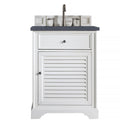 James Martin Savannah 26" Single Vanity Cabinet Bright White with 3 cm Charcoal Soapstone Quartz Top 238-104-V26-BW-3CSP