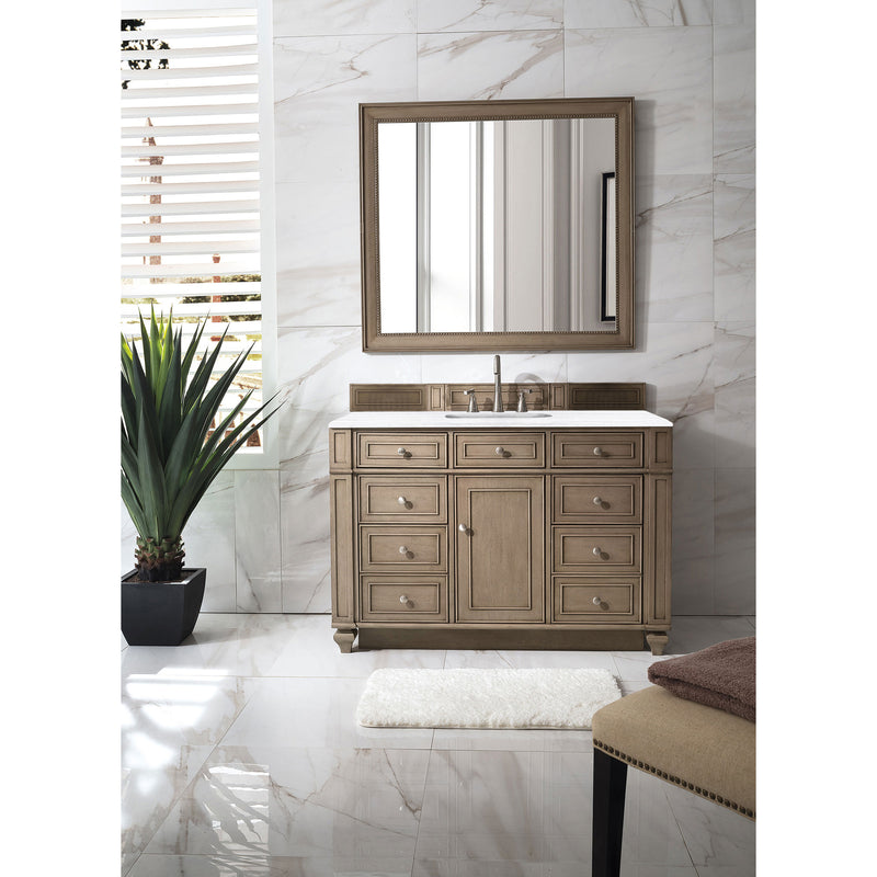 James Martin Bristol 48" Single Vanity Whitewashed Walnut with 3 cm Arctic Fall Solid Surface Top 157-V48-WW-3AF