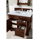 James Martin Brookfield 36" Warm Cherry Single Vanity with 3 cm Carrara Marble Top 147-114-5586-3CAR