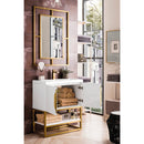 James Martin Columbia 31.5" Single Vanity Cabinet Glossy White Radiant Gold with White Glossy Composite Countertop 388V31.5GWRGDWG