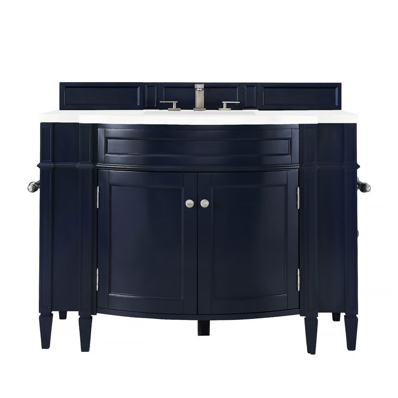 James Martin Brittany 46" Single Vanity Victory Blue with 3 cm Classic White Quartz Top 650-V46R-VBL-CLW