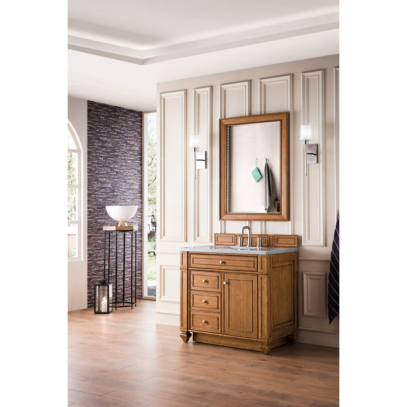 James Martin Bristol 36" Single Vanity Saddle Brown with 3 cm Carrara Marble Top 157-V36-SBR-3CAR