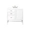 James Martin Addison 36" Single Vanity Cabinet Glossy White with 3 cm Classic White Quartz Top E444-V36-GW-3CLW