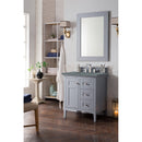 James Martin Palisades 30" Single Vanity Silver Gray with 3 cm Cala Blue Quartz Top 527-V30-SL-3CBL