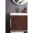 James Martin Columbia 24" Single Vanity Cabinet Coffee Oak Brushed Nickel with White Glossy Resin Countertop 388-V24-CFO-BNK-WG