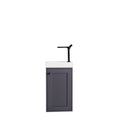 James Martin Chianti 16" Single Vanity Cabinet Mineral Gray with White Glossy Resin Countertop E303-V16-MG-WG