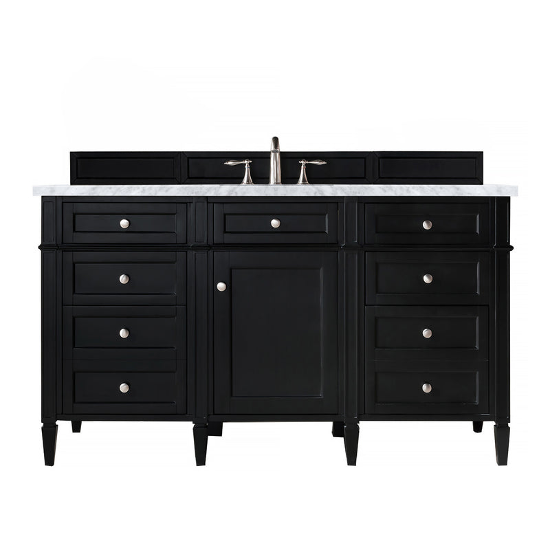 James Martin Brittany 60" Single Vanity Black Onyx with 3 cm Carrara Marble Top 650-V60S-BKO-3CAR