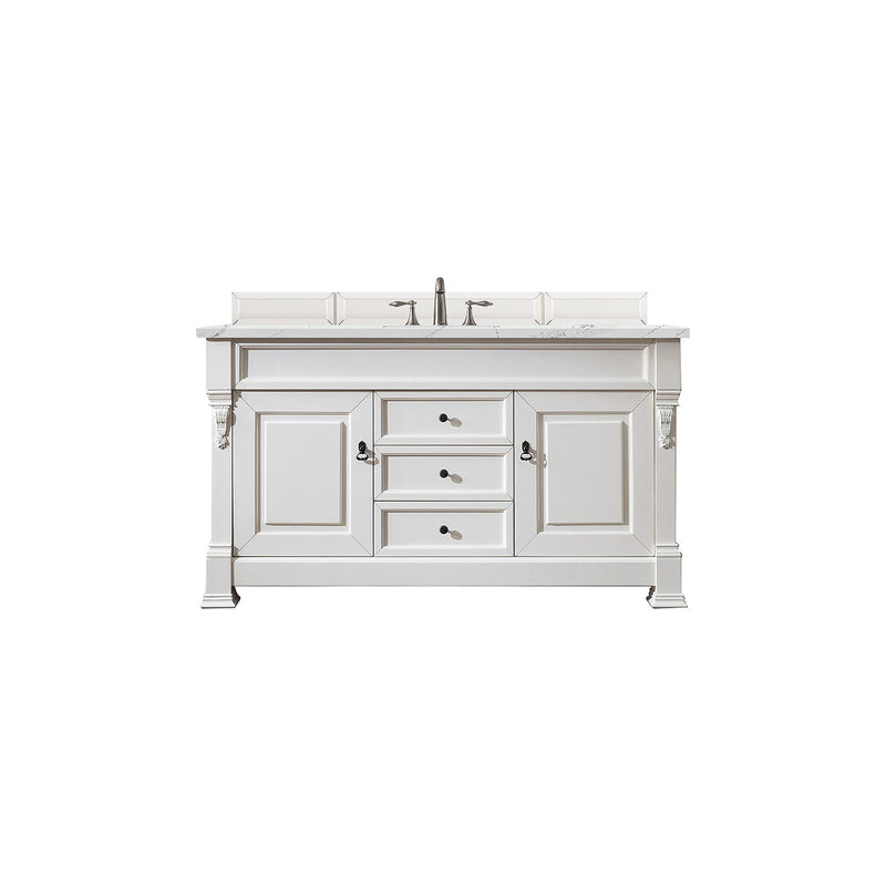 James Martin Brookfield 60" Bright White Single Vanity with 3 cm Ethereal Noctis Quartz Top 147-V60S-BW-3ENC