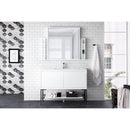 James Martin Milan 47.3" Single Vanity Cabinet Glossy White Matte Black with Glossy White Composite Top 801V47.3GWMBKGW