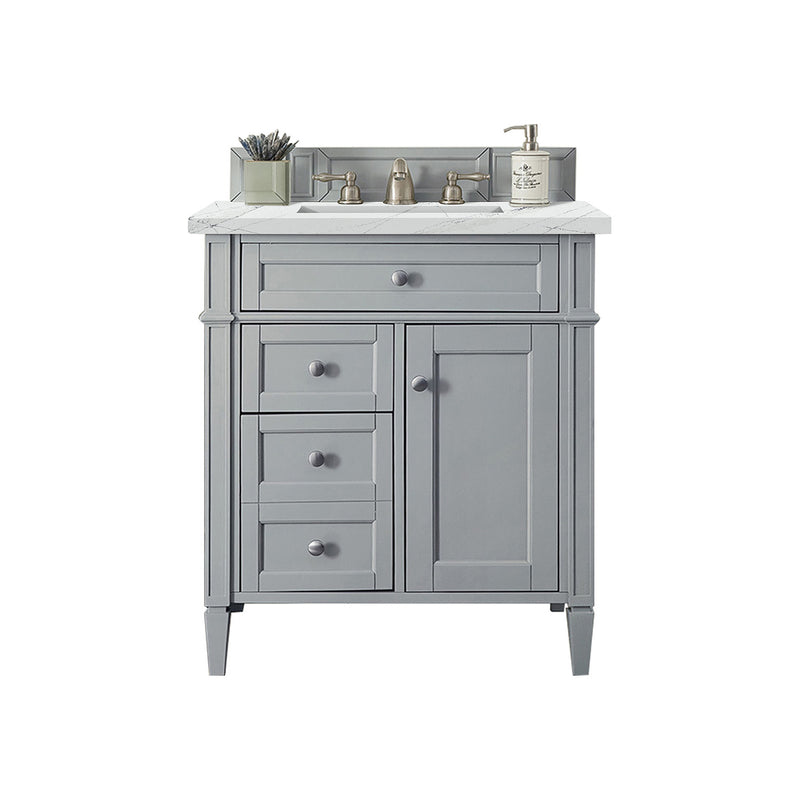 James Martin Brittany 30" Single Vanity Urban Gray with 3 cm Ethereal Noctis Quartz Top 650-V30-UGR-3ENC