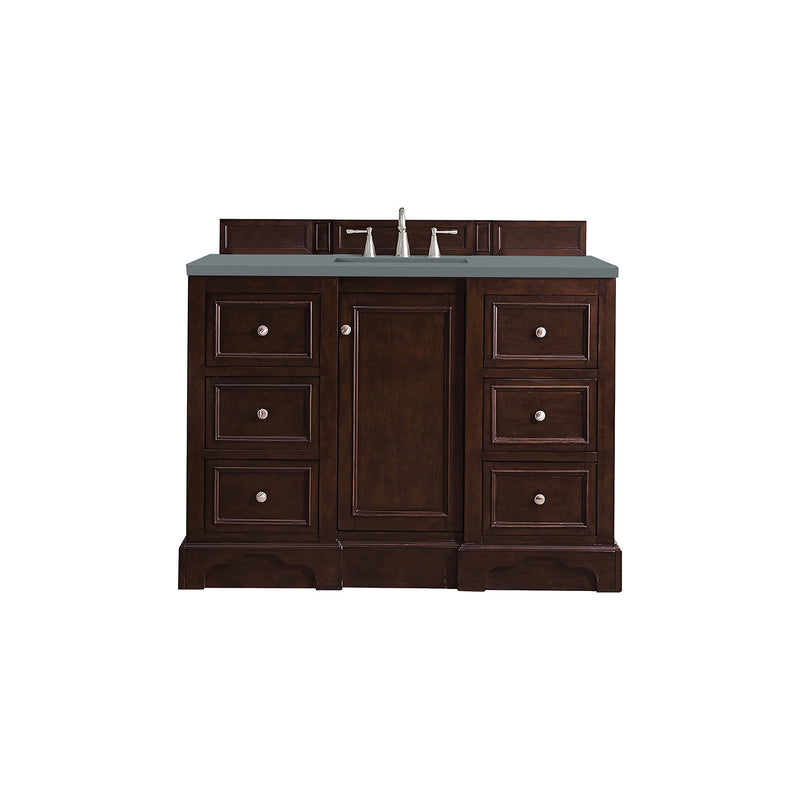 James Martin De Soto 48" Single Vanity Burnished Mahogany with 3 cm Cala Blue Quartz Top 825-V48-BNM-3CBL