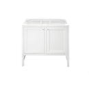 James Martin Addison 12" Depth Petite Tower Hutch - Left Glossy White E444-H12L-GW