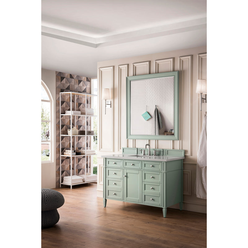 James Martin Brittany 48" Sage Green Single Vanity with 3 cm Eternal Serena Quartz Top 650-V48-SGR-3ESR