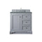 James Martin De Soto 36" Single Vanity Silver Gray with 3 cm Cala Blue Quartz Top 825-V36-SL-3CBL