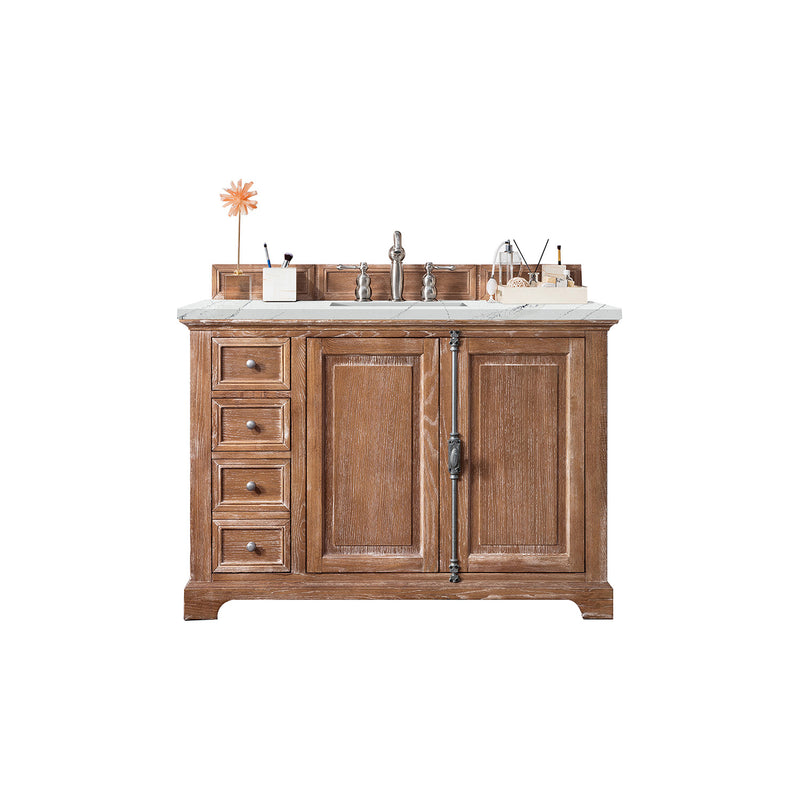 James Martin Providence 48" Single Vanity Cabinet Driftwood with 3 cm Ethereal Noctis Quartz Top 238-105-5211-3ENC